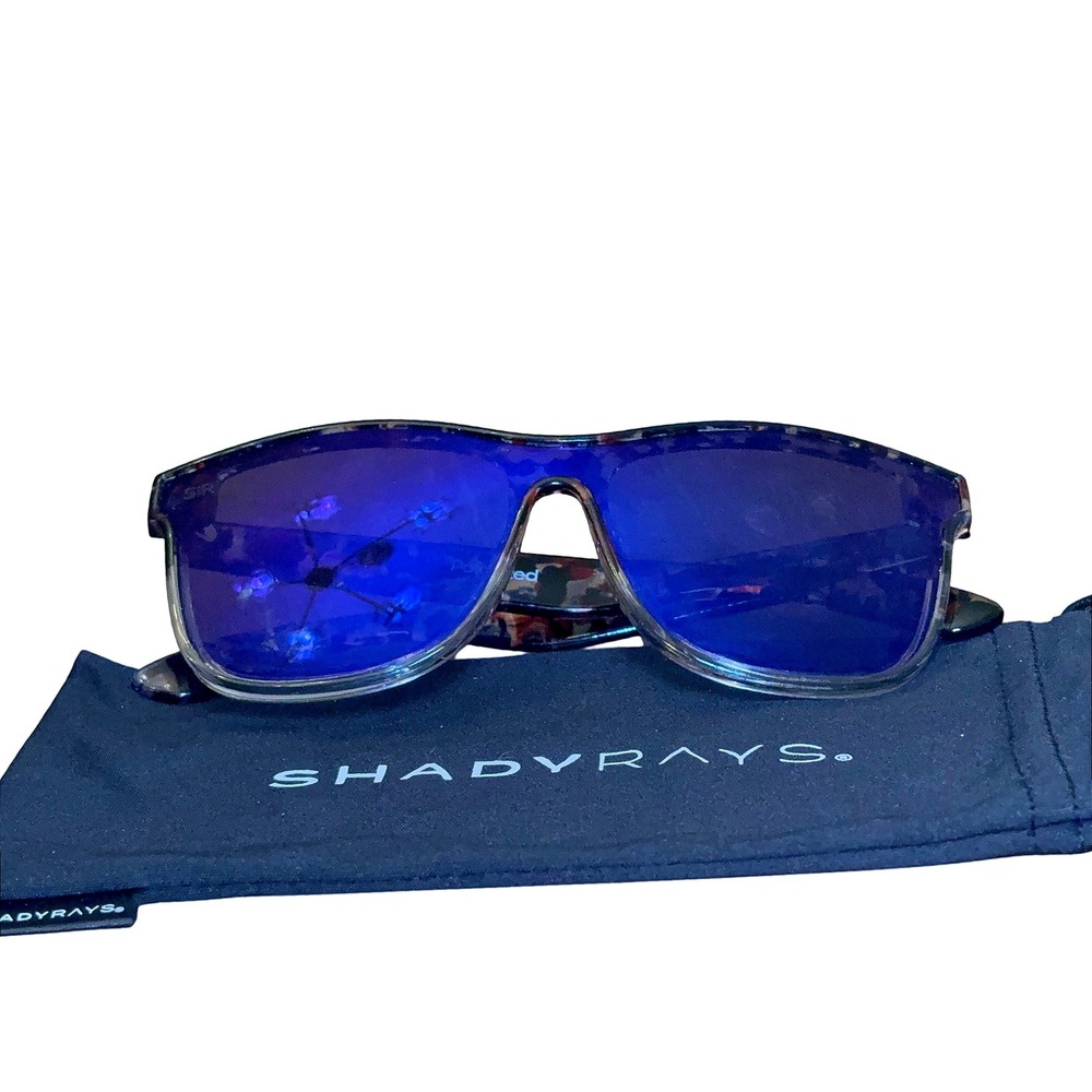 Shady Rays Polarized HighRise Sunglasses Blue Lens FIRECRACKER‎ Print Frame RARE